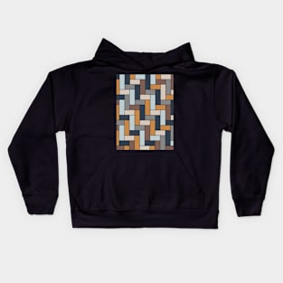 Geometric Tiles in Blue, Grey and Brown Kids Hoodie